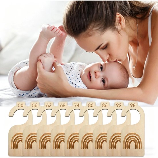 9 Teiliges Set Kleiderschrank Trennwände Aus Holz Babykleidungs Organizer Regenbogen Design Für Größen 50 98