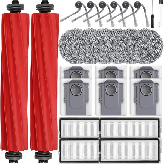 26 Zubehörteile Passend Für Den Roborock Qv 35a Qv 35s Saugroboter 2 Hauptbürsten 6 Staubbeutel 6 Wischpads 4 Hepa-filter 6 Seitenbürsten 1 1
