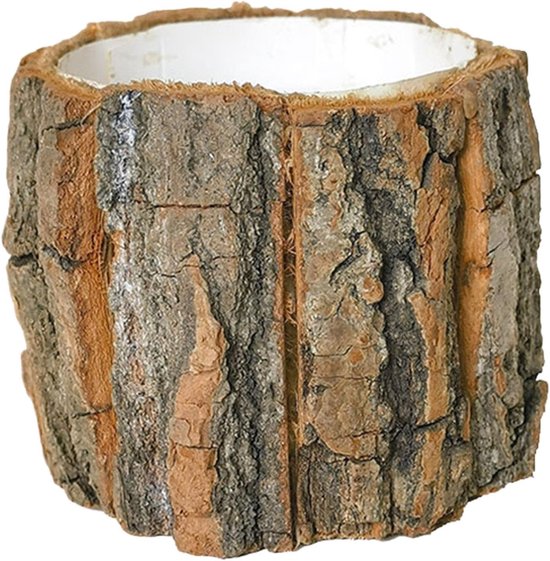 Zimmerpflanzgefäß – Dekorativer Topf – Verschönert Pflanzen – Wasserdichte Innenauskleidung – 13,9 X 11,2 X 13,9 Cm – Natur