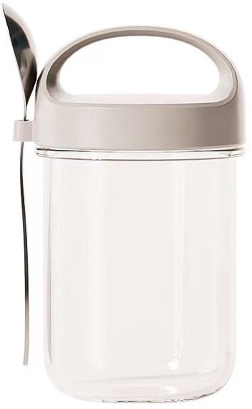 Milchbecher Joghurtbecher Zum Mitnehmen Joghurtbecher Müslibecher Overnight Oatmeal Becher Mit Deckel Glas 400 Ml Grau