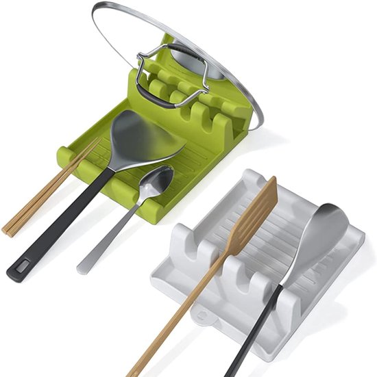 Iyooh Herdplatten Utensilienablage, Pfannenwender , Schöpfkellen , Löffelablage Mit Tropfschutz Und Topfdeckelhalter Für Küche, Kochgeschirr, Tro