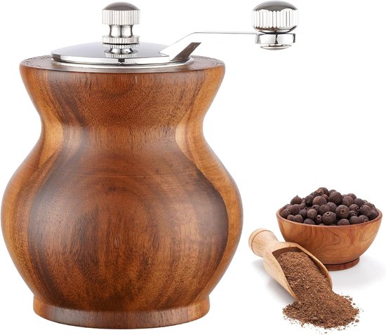 Allecto Plus Manuelle Hölzerne Pfeffer Und Salzmühle Für Pfeffer Und Meersalz Mit Einstellbarem Mahlgrad Küchenaccessoire Für Nelken Und