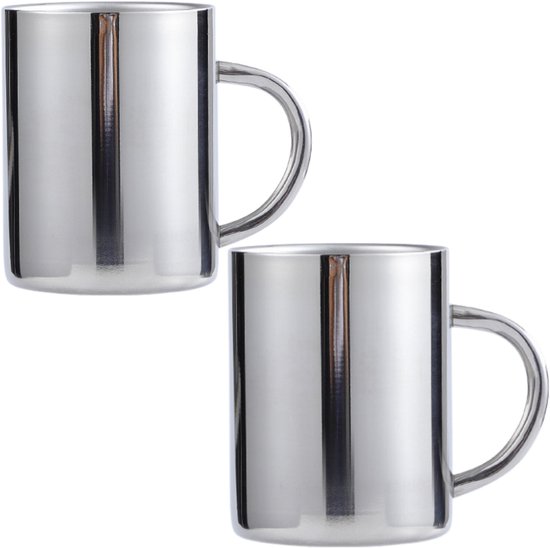 Set Mit 2 Isolierten Edelstahlbechern Doppelwandig Unzerbrechliche Kaffeebecher Thermobecher Camping Und Milchbecher Mit Henkeln Spülmaschinenfes
