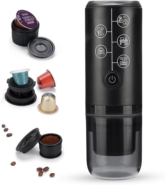 3 In 1 Tragbare Espressomaschine, Elektrische Reisekaffeemaschine, Usb Typ C Und Autoladegerät, 17 Bar Filterkaffeemaschine (schwarz) Ohne Heizfu