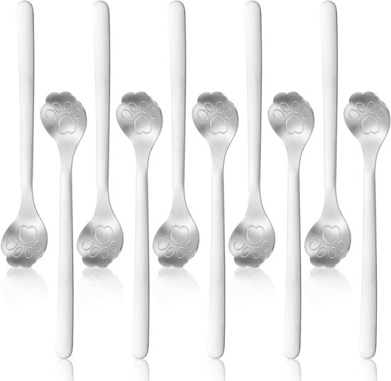 Set Mit 10 Katzenförmigen Kaffeelöffeln Aus Edelstahl, Ideal Für Kaffee, Desserts Und Smoothies