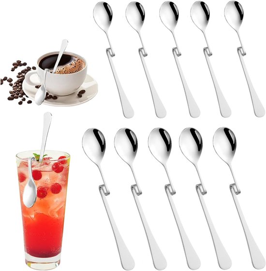 Set Mit 10 Edelstahl-kaffeelöffeln – Ideal Für Honig, Marmelade Und Latte Macchiato, Mit Spiralen Und Aufhängefunktion