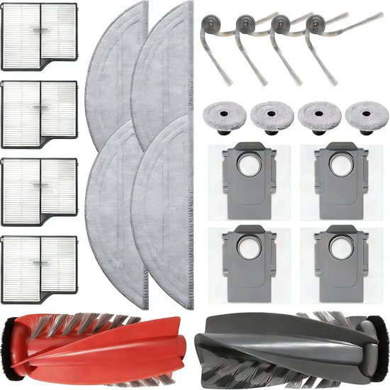 21 Ersatzteile Passend Für Den Roborock Saros 10 Staubsauger 1 Walzenbürste + 4 Wischpads + 4 Kantenwischer + 4 Staubbeutel + 4 Seitenbürsten + 4