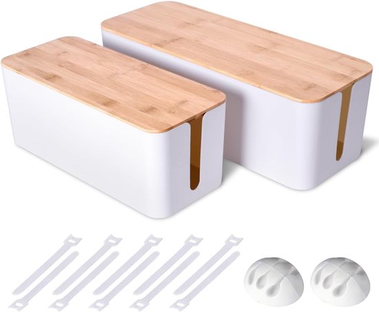 2-teilige Große Kabelmanagementwanne Kabelorganisator Und Abdeckplatte In Holzoptik Geeignet Für Tv-kabel Computer Router Usb-hubs Und Mit Kinder Weiß