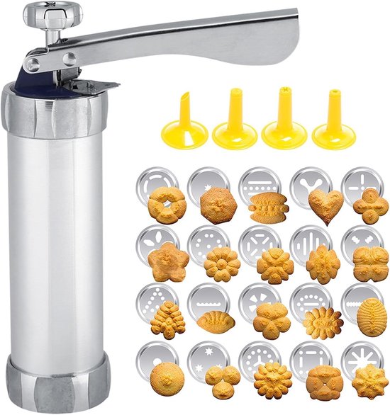 Kekspresse-set Mit 20 Dekorativen Formen Und 4 Tüllen, Kekspresse Aus Edelstahl Zum Backen Von Keksen Und Desserts