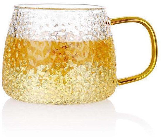 Kristallglas Mit Flachem Boden Geriffelter Becher Für Kaffee, Tee Und Milch Für Heiße Und Kalte Getränke Mikrowellen Und Spülmaschinenfest