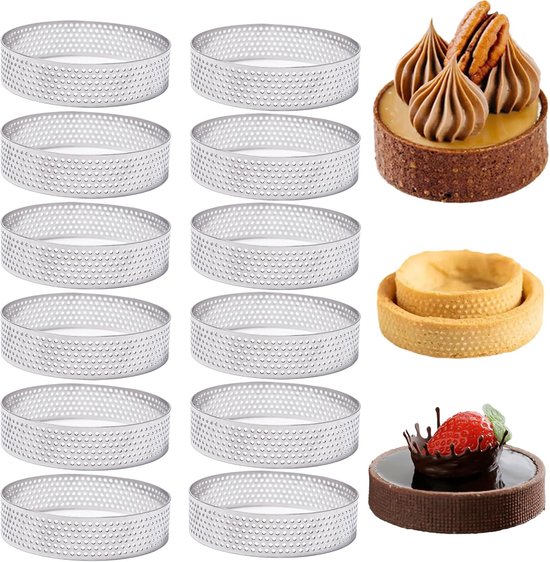 Allecto Plus 12-teiliges Edelstahl-formenset Für Mousse Und Tartelettes Zur Zubereitung Von Kuchen Und Desserts Tortenringe Dessertringe Ideal 6 6