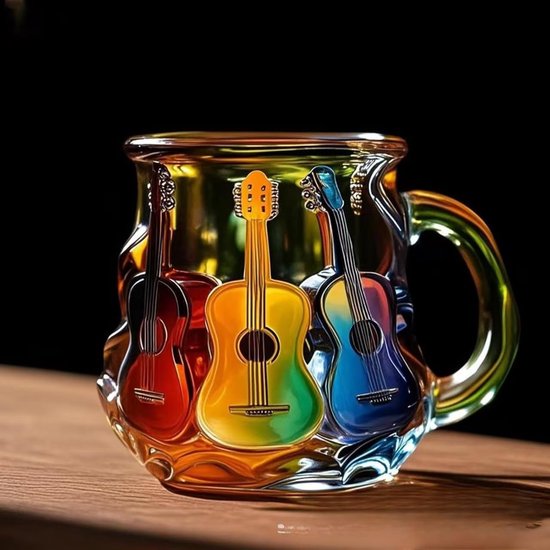 3d Gitarren Kaffeebecher (150 Ml) Bunte, Handgefertigte Tasse Für Kaffee, Tee Und Milch Künstlerischer Becher Für Damen Und Herren Einzigartige W