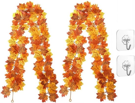 Herbstkranz 175 Cm Künstliche Ahornblattgirlande Hängende Herbstdekoration Für Thanksgiving Herbstdekoration Mit Ranken Und Blättern