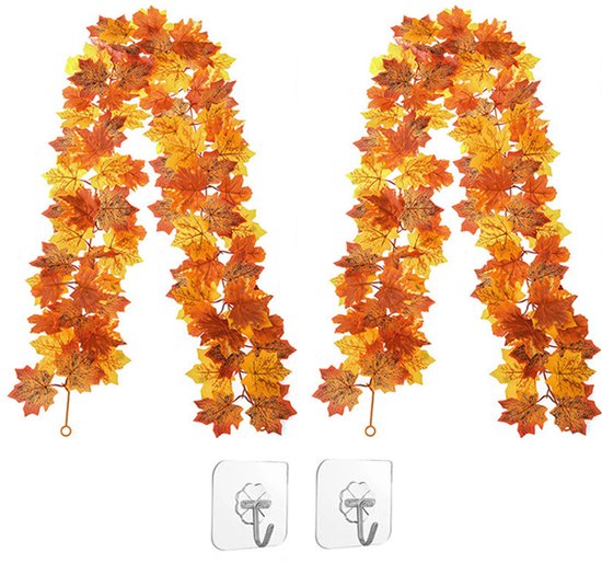 2 Teiliger Herbstgirlande Ahornblätter Herbstdekoration Hängende Ahornblätter 175 Cm