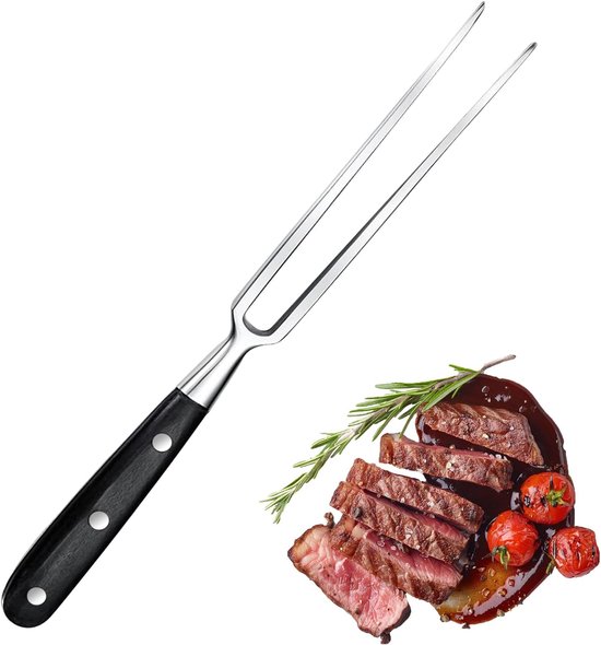 30 Cm Lange Fleischgabel Aus Edelstahl Mit Holzgriff Für Steaks, Braten, Brathähnchen Und Gemüse Makellose Grillgabel Mit Langen Zinken Zum Wende