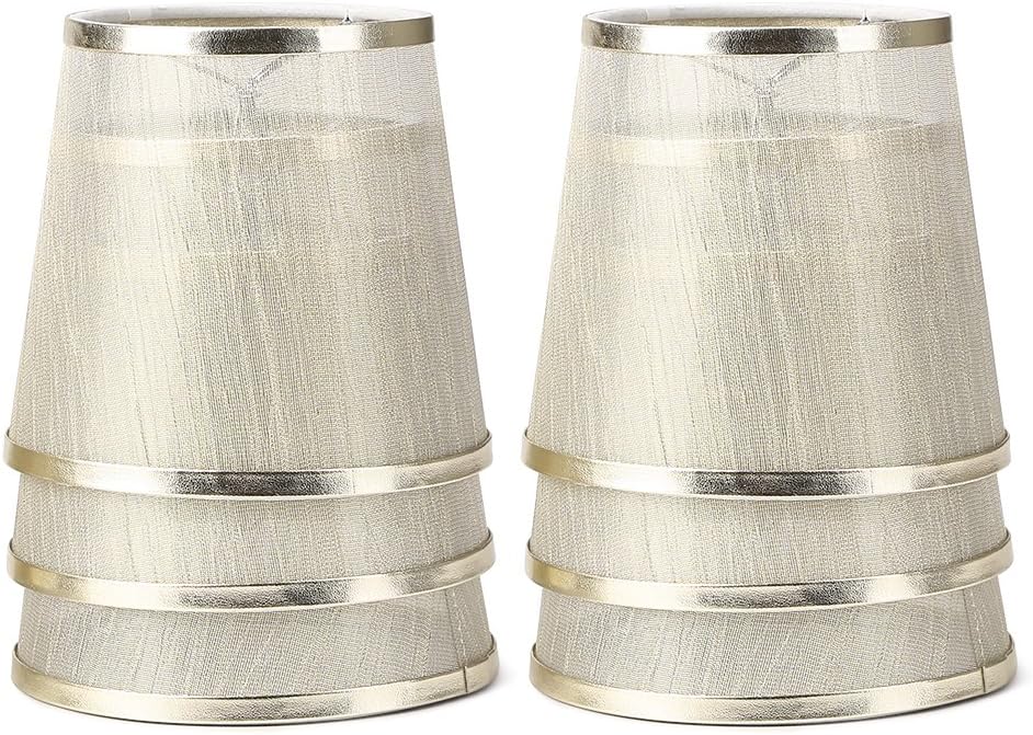 Mini-lampenschirm Aus Kristalllüster, 5,5 Zoll, Glocke, Clip, Champagner-organza (6er-set, Gold)