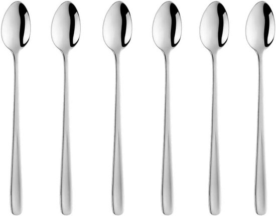 Set Mit 6 Langen Edelstahllöffeln Für Kaffee, Espresso Und Desserts 20 Cm Eiscremelöffel