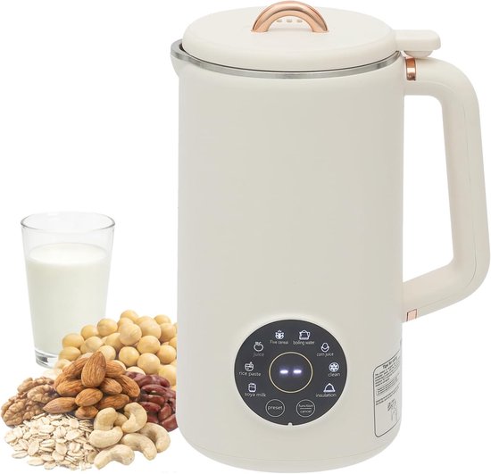 Nussmilchmaschine, 1000 Ml, Sojamilchmaschine Mit 12 Stunden Timer Und 12 Stunden Warmhaltefunktion, 10 Klingen, Automatischer Pflanzenmilch Und