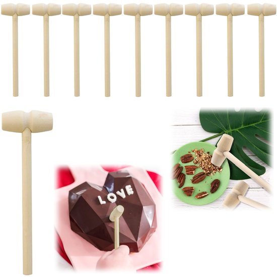 10 Holzhämmer Schokoladenhämmer Meeresfrüchtehämmer Spielzeughämmer Zum Zerkleinern Von Schokoladenkuchen, Hummerschalen, Nüssen Und Krabbenschal