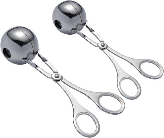 2er Set Fleischbällchenformer Aus Edelstahl, Antihaftbeschichtet, Mit Abnehmbaren, Rutschfesten Griffen, Auch Als Cake Pop Form Und Keksteiglöffe