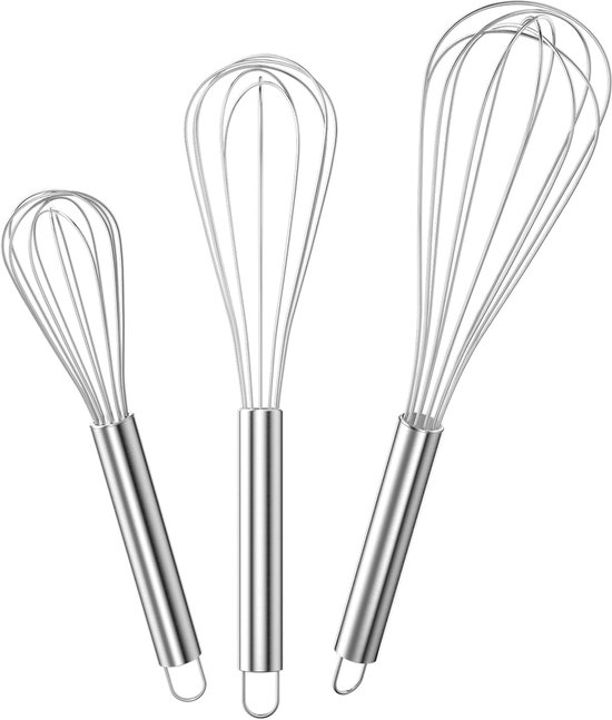 Schneebesen Aus Edelstahl 3er Set 20,5 X 5 Cm 25 X 6 Cm 29,5 X 7 Cm Küchen Schneebesen Handrührgerät Sahne Schneebesen Zum Mischen, Rühren Von Te