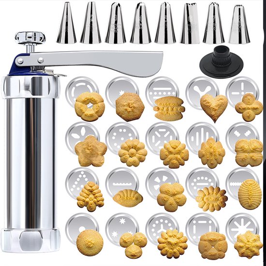 Kekspresse Kekspresse Set Aus Edelstahl Mit 20 Scheiben Und 8 Düsen Diy Backzubehör Für Kekse, Kuchen Und Desserts