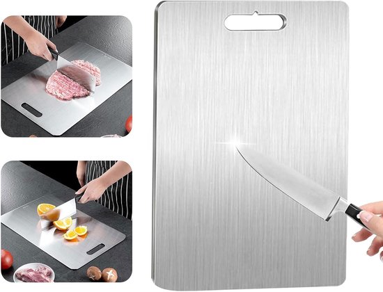 Doppelseitiges Schneidebrett Aus Edelstahl Bpa Frei Leicht Zu Reinigen Stärke 1,5 Mm Küchenutensil Für Küche, Zum Schneiden Von Fleisch, Gemüse U
