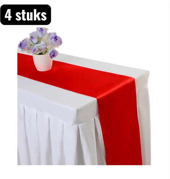4 Teilig Tischdecken 275 X 30 Cm Tischläufer Aus Einfarbigem Satin Luxuriöse, Glänzende Tischdekoration Für Hochzeiten Und Partys, Moderner Und K