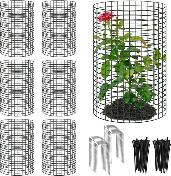12 Große Pflanzenschutzbügel Aus Metall 30 X 30 Cm 6 Sets Pflanzenkäfige Aus Drahtgeflecht Mit Erdspießen Und Nylonverschlüssen Gartenschutz Gege