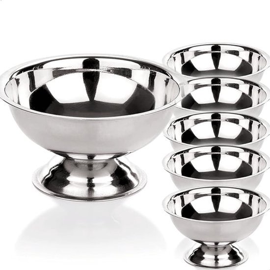 6er-set Eisbecher Eisbecher Dessertschalen Eisschalen Edelstahl Dessertschalen 9 Cm Für Desserts Eiscreme Salate Snacks Cocktails Servierschalen