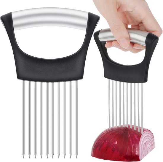 Allecto Plus Zwiebelhalter Aus Edelstahl Zum Schneiden Von Gemüse Zerkleinerer Fleischwolf Küchenhelfer Küchenhilfe Für Kartoffeln Und Gurken