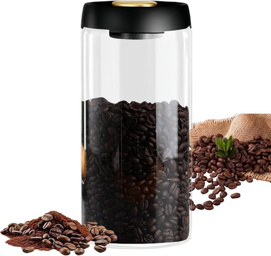 Luftdichte 1800 Ml Kaffeebox: Aufbewahrungsbehälter Für Kaffee, Tee, Nüsse Und Kakao Mit Vakuumdeckel Und Glasdesign