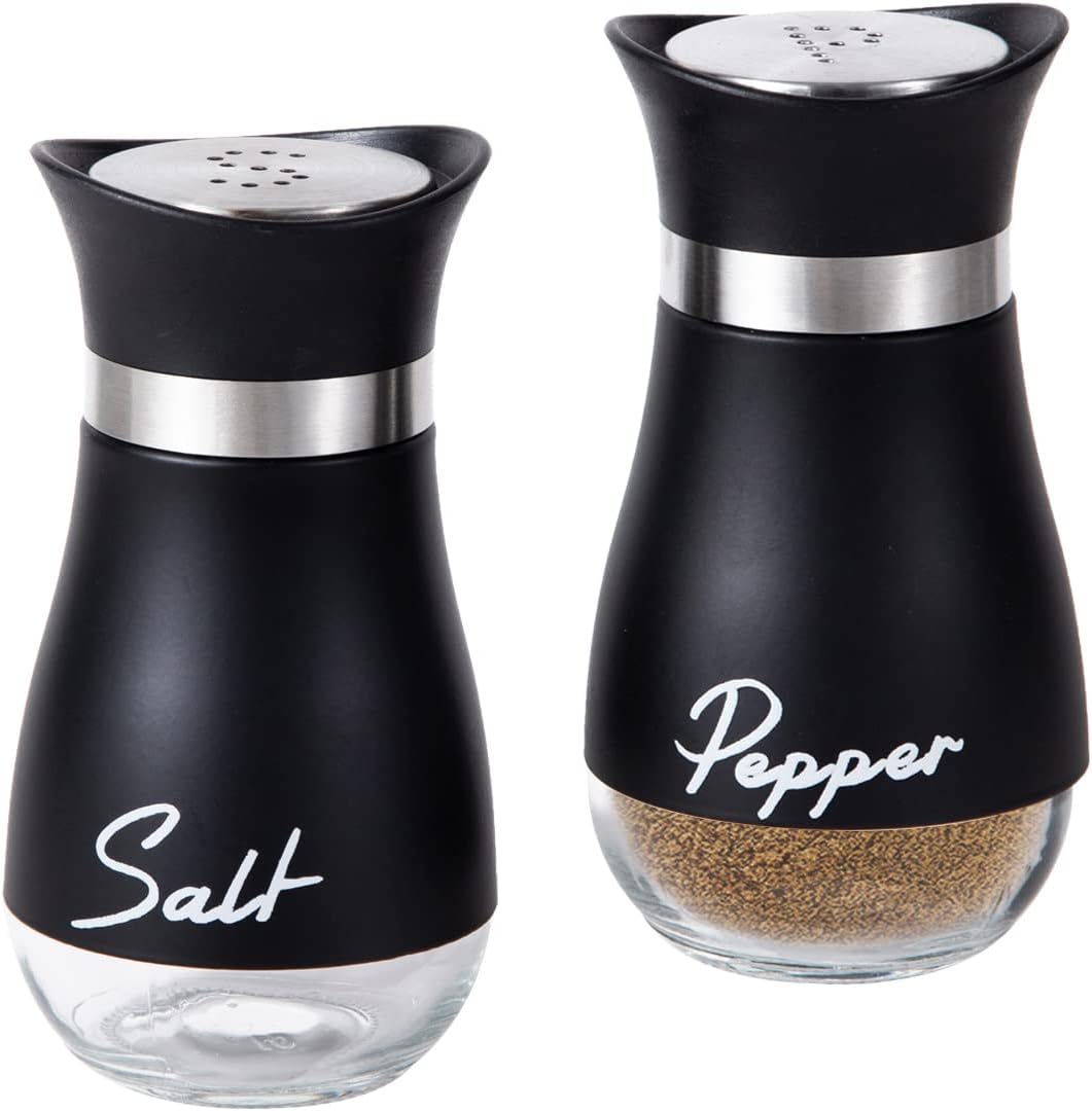 2-teiliges Schwarzes Salz- Und Pfefferstreuer-set – Nachfüllbar Mit Edelstahldeckel Für Küche, Restaurant, Picknick