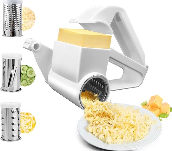 Käsereibe, Drehbare Käsereibe Mit Drei Reibwalzen, Drehbare Käsereibe Aus Lebensmittelechtem Edelstahl, Manuelle Käsereibe Für Käse Und Schokolad