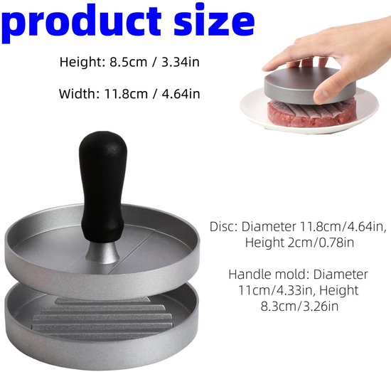 Fleischfrikadellenform Pressform Für Fleischfrikadellen Hamburger-fleischpresse Hamburgerform Aus Aluminium Geeignet Zur Herstellung Von Und 11 8