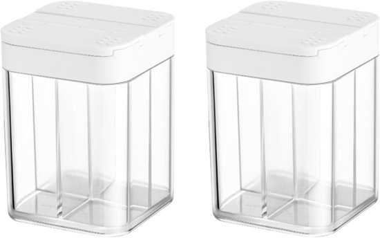 Gewürzgläser 2 Stück Küchengewürzgläser Abs+pet 4 In 1 Gewürzbehälter Für Unterwegs Reisegewürzgläser Für Salz, Pfeffer Und Gewürze 8 × 6 × 6 Cm