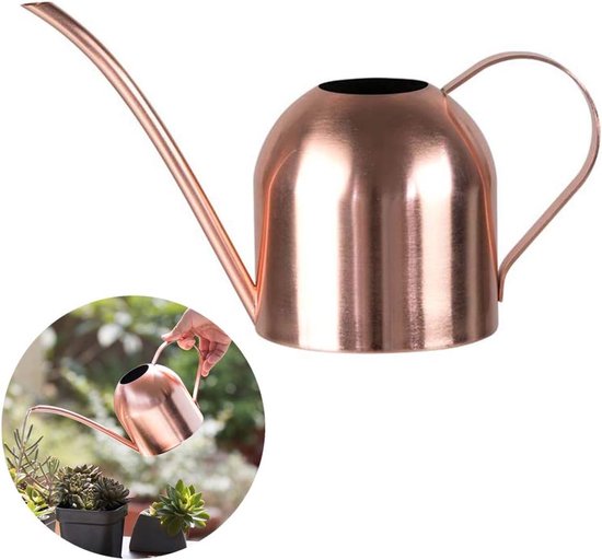 Gießkanne Aus Edelstahl Kleine Gießkanne Mit Langem Ausguss Für Zuhause, Drinnen Und Draußen, Garten, Sukkulenten 450 Ml (gold) (rosa)