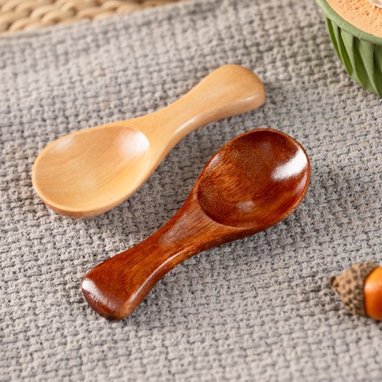 Kleine Holzlöffel (4 Stück): Kaffeelöffel, Dessertlöffel, Salzlöffel, Mehrzweck Teelöffel, Praktischer Teelöffel, Wiederverwendbarer Holzlöffel,