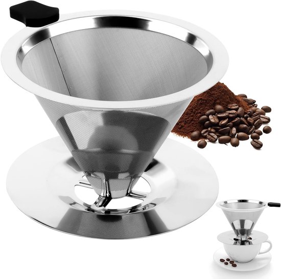 Kaffeefilter Aus Edelstahl, Wiederverwendbar, 800 Mesh, Papierlose Haltbarkeit, Leicht Zu Reinigen, Für Die Manuelle Kaffeezubereitung
