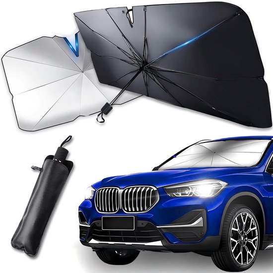 Auto Sonnenschutz Frontwindschutz 135 X 73 Cm 99% Uv Schutz, Einziehbarer Sonnenschutz, Für Autos, Suvs, Vans Einfach Zu Montieren Und Kompakt.