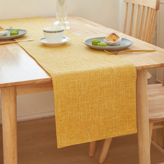 Tischläufer Aus Leinen Für Den Heimgebrauch, 30 X 180 Cm, Wunderschön Gearbeiteter Teetischläufer Goldgelb