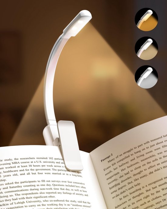 Nachtlicht Mit Klemme Leselampe Fürs Bett Stufenlose Dimmfunktion 3 Helligkeitsstufen Wiederaufladbar Leichte Klemmlampe Zum Lesen, Reisen Und Fü