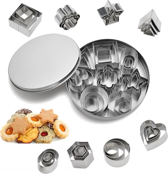 Set Mit 24 Mini-ausstechformen Aus Edelstahl, Geometrische Formen Für Kuchendekorationen, Zuckerkekse Und Gebäck