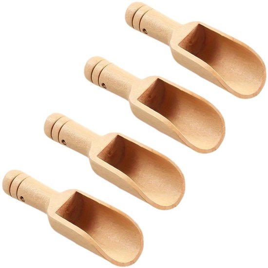 4 Kleine Holzlöffel Mit Runden Griffen Mini Badesalzlöffel, Teelöffel, Kräuterlöffel Für Zuckerpeelings, Kräuter, Badesalz, Zum Kochen Und Für Kü