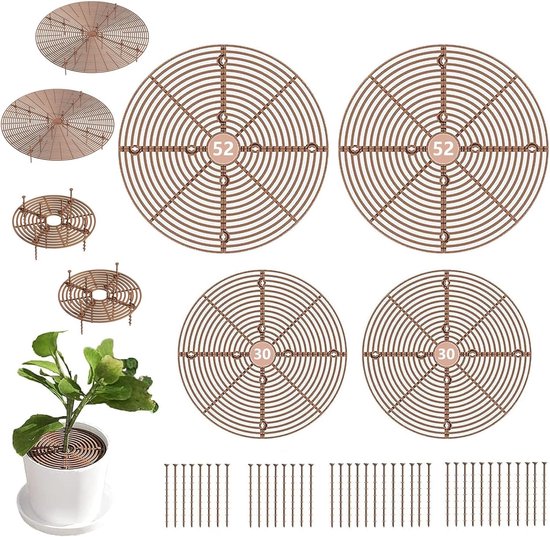 Blumentopfgitter Set (4 Teilig) Pflanzenschutz Vor Haustieren Und Kindern Durchmesser 30 & 52 Cm Zuschneidbar