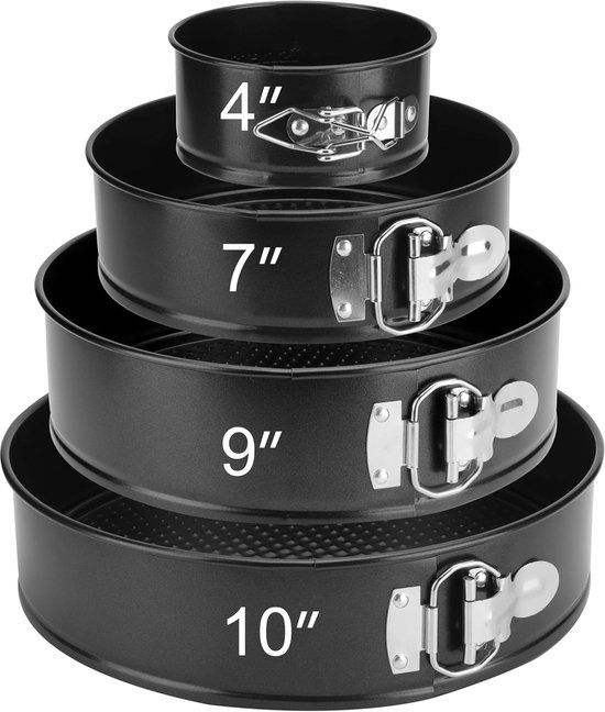 Set Mit 4 Springformen Mit Herausnehmbarem Boden, 11/18/23/26 Cm, Rund Und Rechteckig, Antihaftbeschichtet
