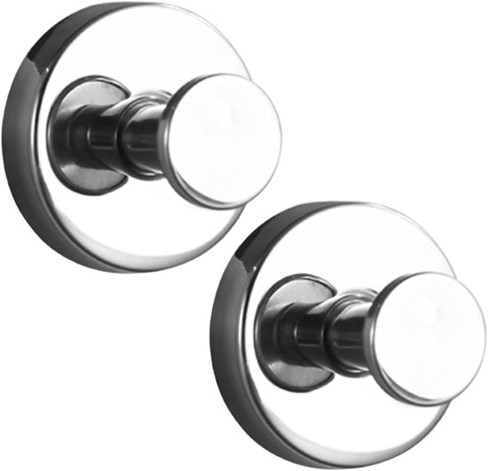 Saugnapf-haken-set – Abnehmbare Haken – Badezimmer-organizer – Spritzwassergeschützter Edelstahl – 2-teilig – Hellsilber