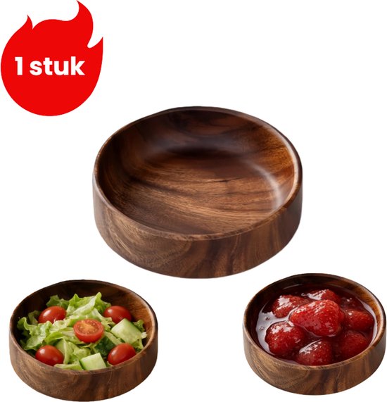 1 Stück Salatschüssel Obstschale Gebäckschale Aus Massivholz Holzschale Für Süßigkeiten, Snacks Und Nüsse 16,5 X 4,5 Cm Holzfarbe