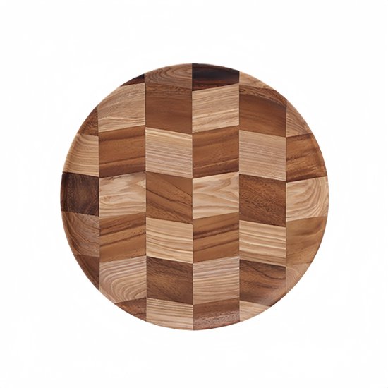 1 Stück Tablett Rund Für Den Hausgebrauch Obstkuchen Und Dessertteller Holz 27 Cm Farbe Wie Abgebildet