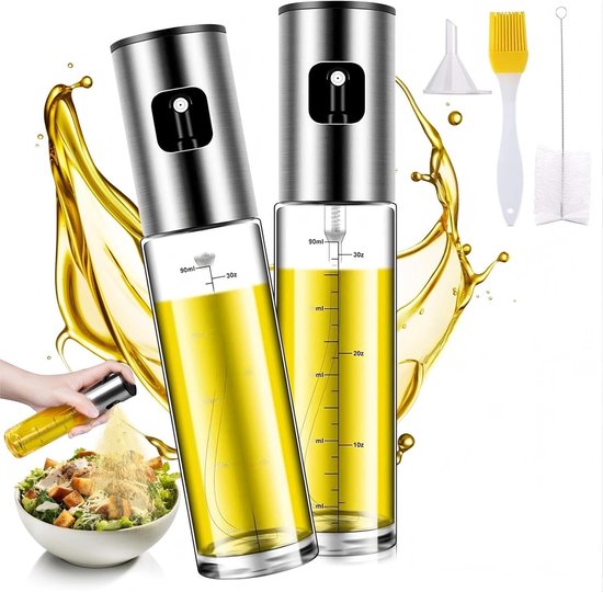 Ölsprüher 100 Ml Aus Glas Und Edelstahl 2-teiliger Speiseölsprüher Mit Schale Und Trichter Multifunktionale Ölsprühflasche Für Heißluftfritteuse